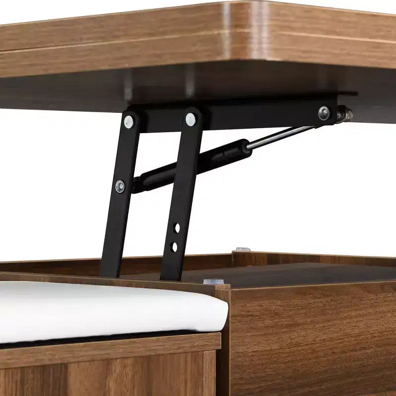 Tavolino da caffè multi-funzione moderno Zeus & Ruta con piano sollevabile, contenitore nascosto, 4 sgabelli e rotelle, perfetto per soggiorni moderni