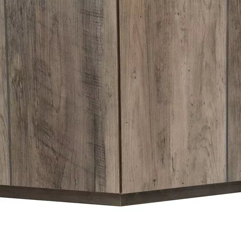 Tavolino da caffè Zeus & Ruta esagonale rustico retrò con 2 cassetti a scomparsa, piano in marmo e finitura rovere per soggiorno