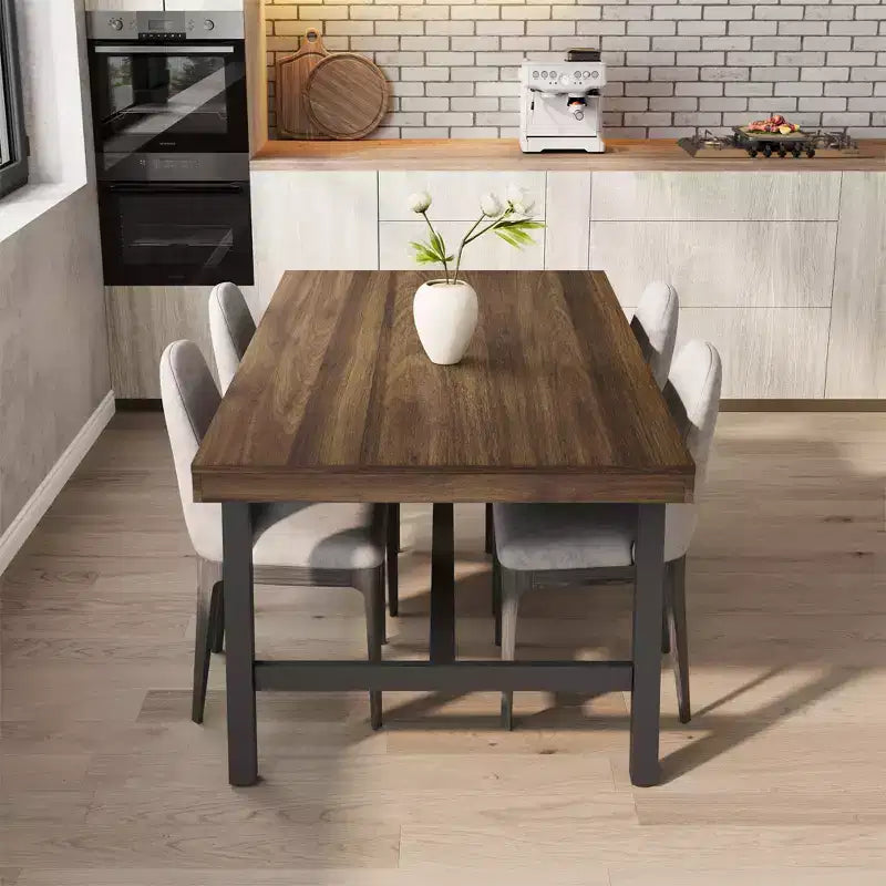 Tavolo da Pranzo Industriale per 6-8 Persone, Tavolo da Pranzo Rettangolare Lungo 200 cm, Tavolo da Cucina in Legno con Robusta Struttura in Metallo per Sala da Pranzo