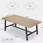 Tavolo da Pranzo Industriale per 6-8 Persone, Tavolo da Pranzo Rettangolare Lungo 200 cm, Tavolo da Cucina in Legno con Robusta Struttura in Metallo per Sala da Pranzo