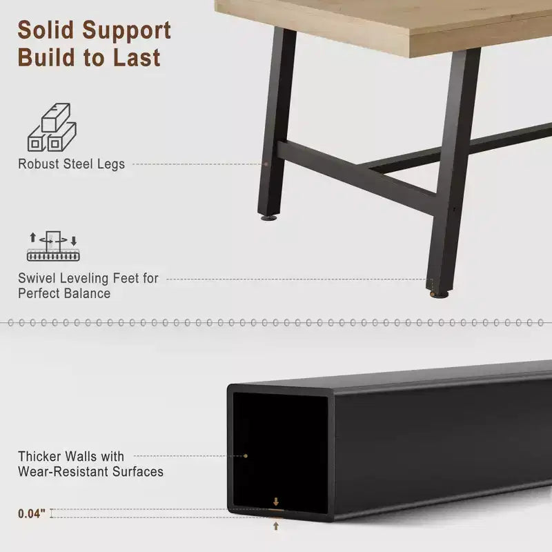 Tavolo da Pranzo Industriale per 6-8 Persone, Tavolo da Pranzo Rettangolare Lungo 200 cm, Tavolo da Cucina in Legno con Robusta Struttura in Metallo per Sala da Pranzo