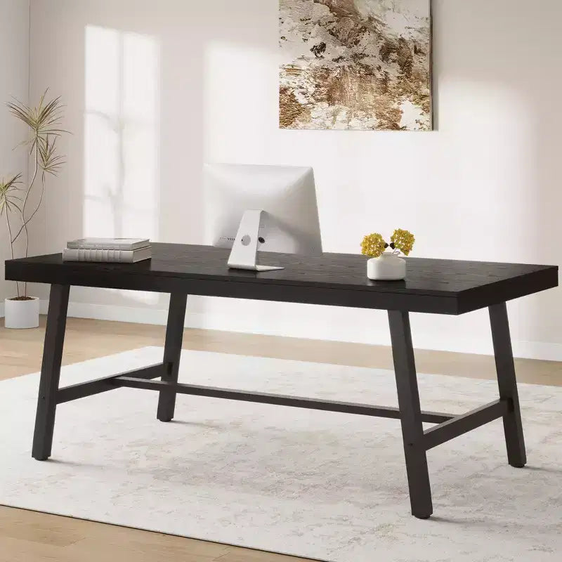 Tavolo da Pranzo Industriale per 6-8 Persone, Tavolo da Pranzo Rettangolare Lungo 200 cm, Tavolo da Cucina in Legno con Robusta Struttura in Metallo per Sala da Pranzo