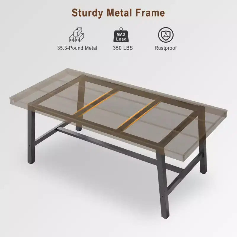 Tavolo da Pranzo Industriale per 6-8 Persone, Tavolo da Pranzo Rettangolare Lungo 200 cm, Tavolo da Cucina in Legno con Robusta Struttura in Metallo per Sala da Pranzo