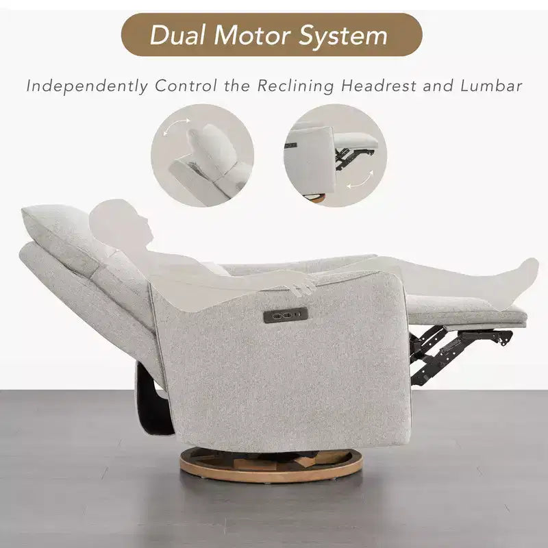 Spruce & Spring Poltrona reclinabile girevole elettrica doppio motore con cuscino lombare per cameretta