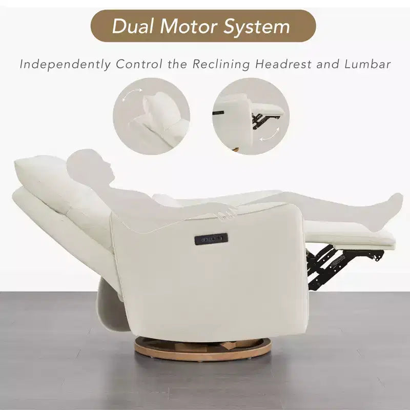 Spruce & Spring Poltrona reclinabile girevole elettrica doppio motore con cuscino lombare per cameretta