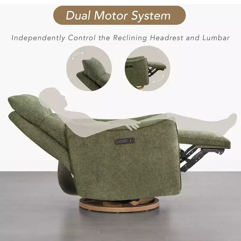 Spruce & Spring Poltrona reclinabile girevole elettrica doppio motore con cuscino lombare per cameretta