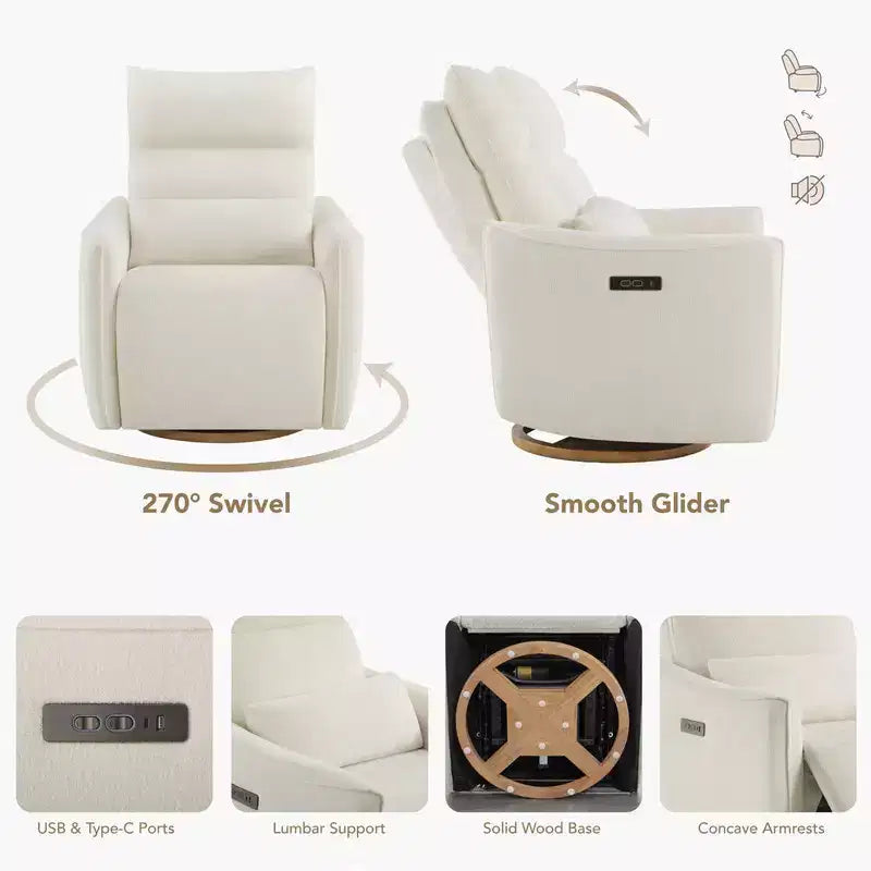 Spruce & Spring Poltrona reclinabile girevole elettrica doppio motore con cuscino lombare per cameretta