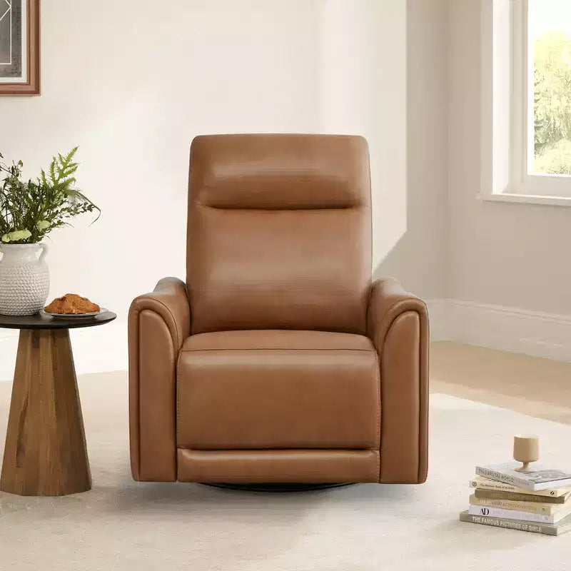 Poltrona reclinabile girevole elettrica in vera pelle Spruce & Spring con movimento a dondolo, per la cameretta