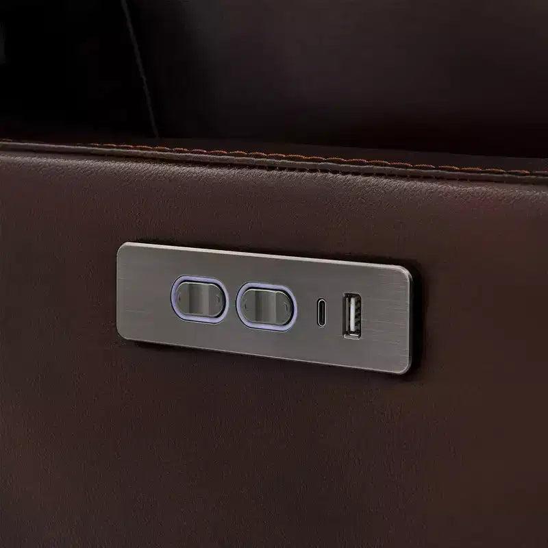 Poltrona reclinabile girevole con movimento a dondolo Spruce & Spring Leather Power con poggiatesta motorizzato