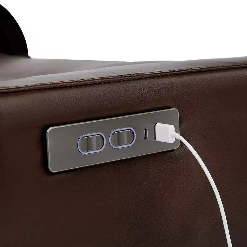 Poltrona reclinabile girevole con movimento a dondolo Spruce & Spring Leather Power con poggiatesta motorizzato