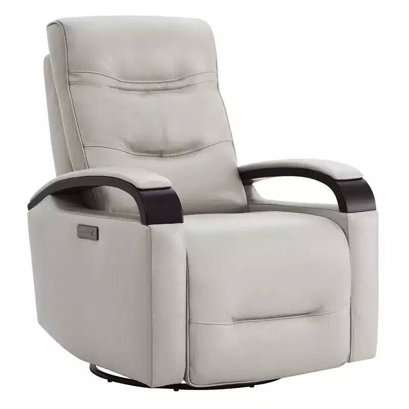 Poltrona reclinabile girevole con movimento a dondolo Spruce & Spring Leather Power con poggiatesta motorizzato
