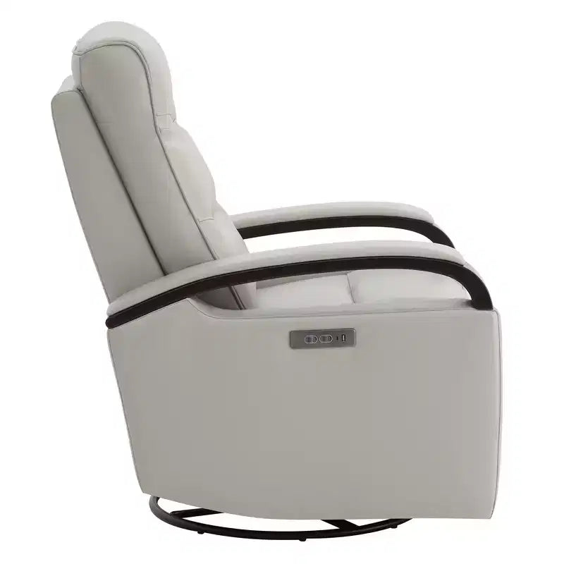Poltrona reclinabile girevole con movimento a dondolo Spruce & Spring Leather Power con poggiatesta motorizzato