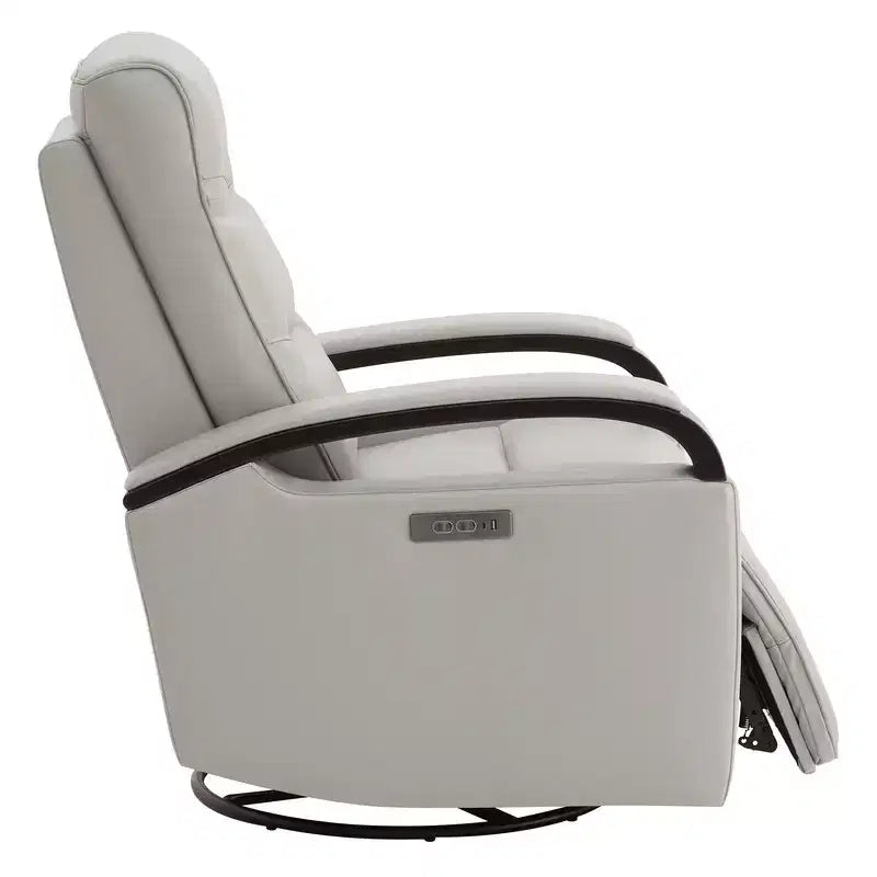 Poltrona reclinabile girevole con movimento a dondolo Spruce & Spring Leather Power con poggiatesta motorizzato