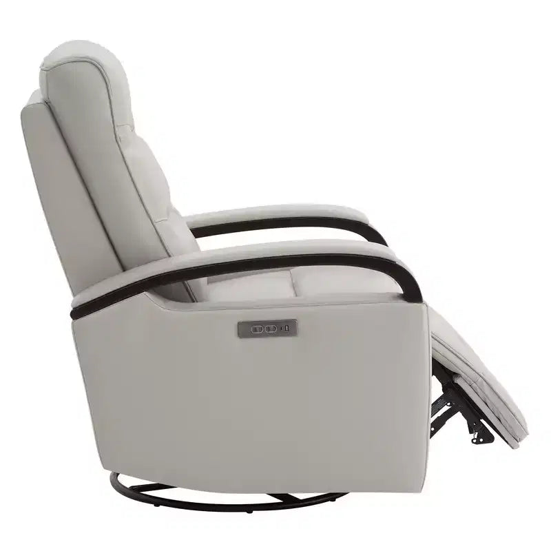 Poltrona reclinabile girevole con movimento a dondolo Spruce & Spring Leather Power con poggiatesta motorizzato