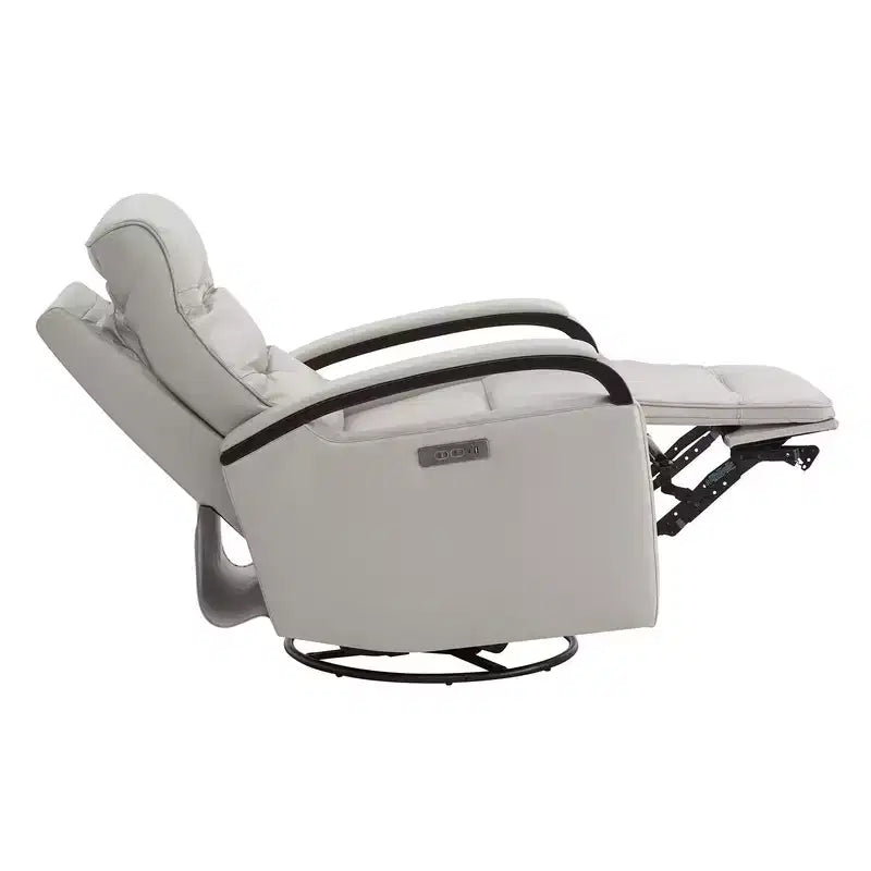 Poltrona reclinabile girevole con movimento a dondolo Spruce & Spring Leather Power con poggiatesta motorizzato