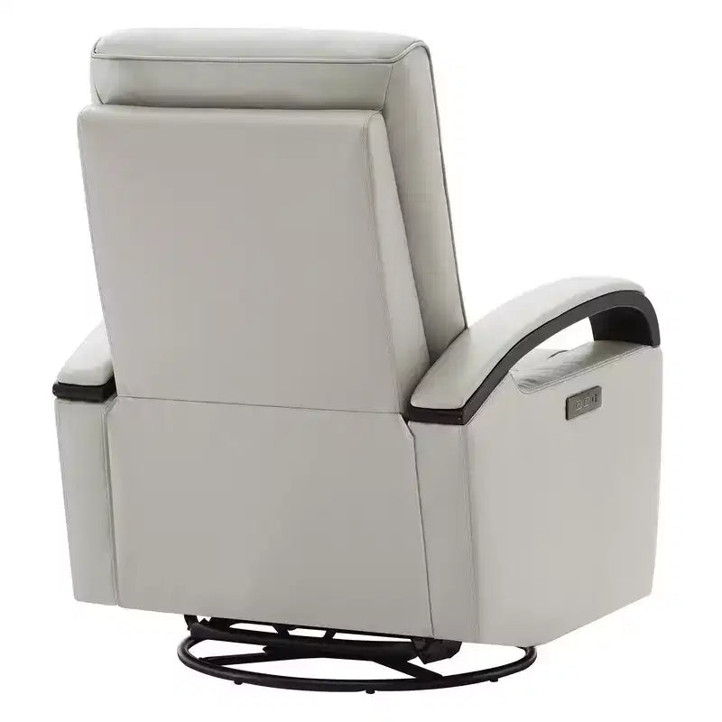 Poltrona reclinabile girevole con movimento a dondolo Spruce & Spring Leather Power con poggiatesta motorizzato