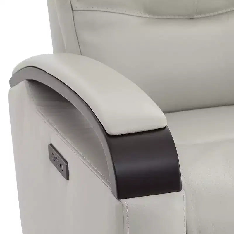 Poltrona reclinabile girevole con movimento a dondolo Spruce & Spring Leather Power con poggiatesta motorizzato