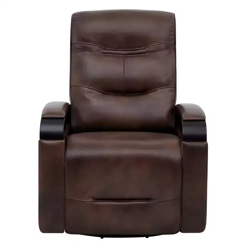 Poltrona reclinabile girevole con movimento a dondolo Spruce & Spring Leather Power con poggiatesta motorizzato