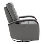 Poltrona reclinabile girevole con movimento a dondolo Spruce & Spring Leather Power con poggiatesta motorizzato