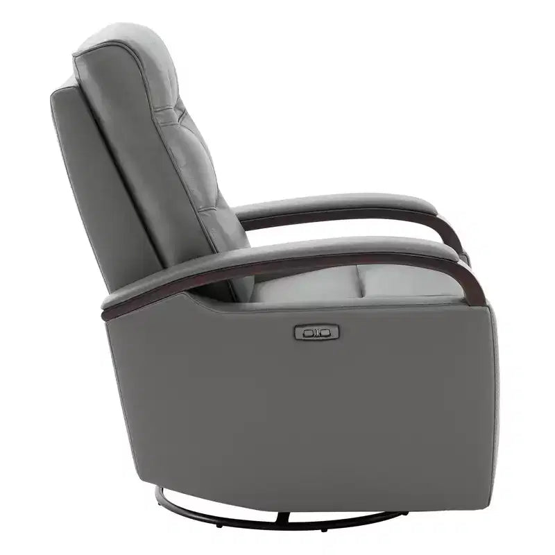 Poltrona reclinabile girevole con movimento a dondolo Spruce & Spring Leather Power con poggiatesta motorizzato