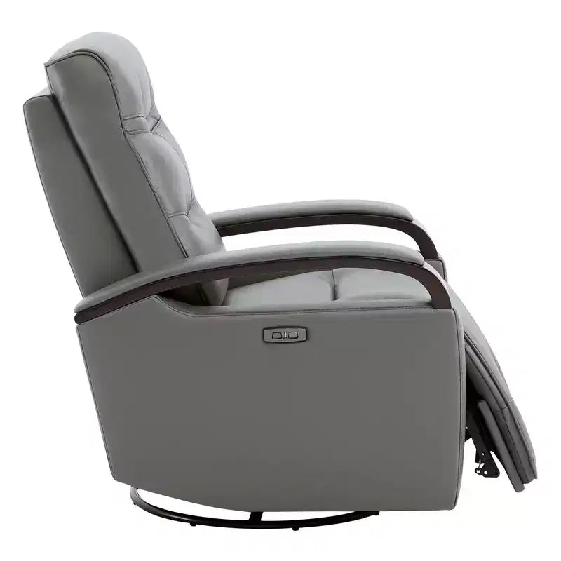 Poltrona reclinabile girevole con movimento a dondolo Spruce & Spring Leather Power con poggiatesta motorizzato