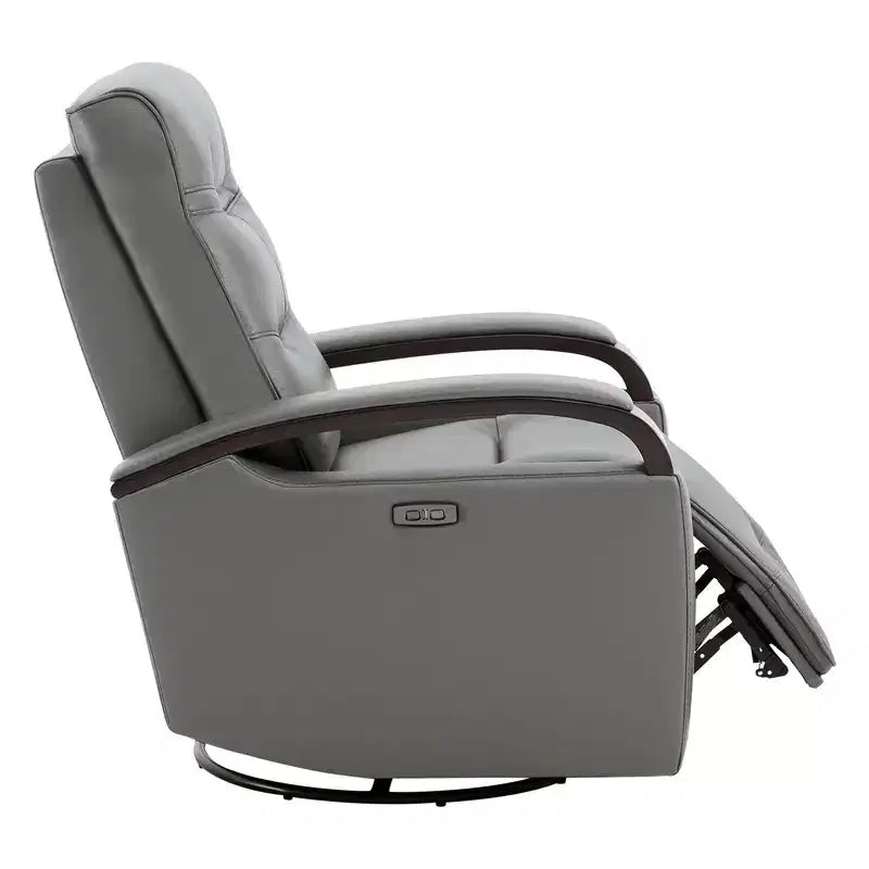 Poltrona reclinabile girevole con movimento a dondolo Spruce & Spring Leather Power con poggiatesta motorizzato