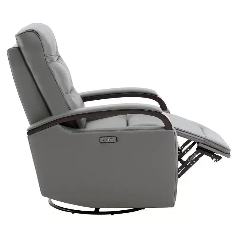 Poltrona reclinabile girevole con movimento a dondolo Spruce & Spring Leather Power con poggiatesta motorizzato