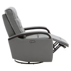 Poltrona reclinabile girevole con movimento a dondolo Spruce & Spring Leather Power con poggiatesta motorizzato