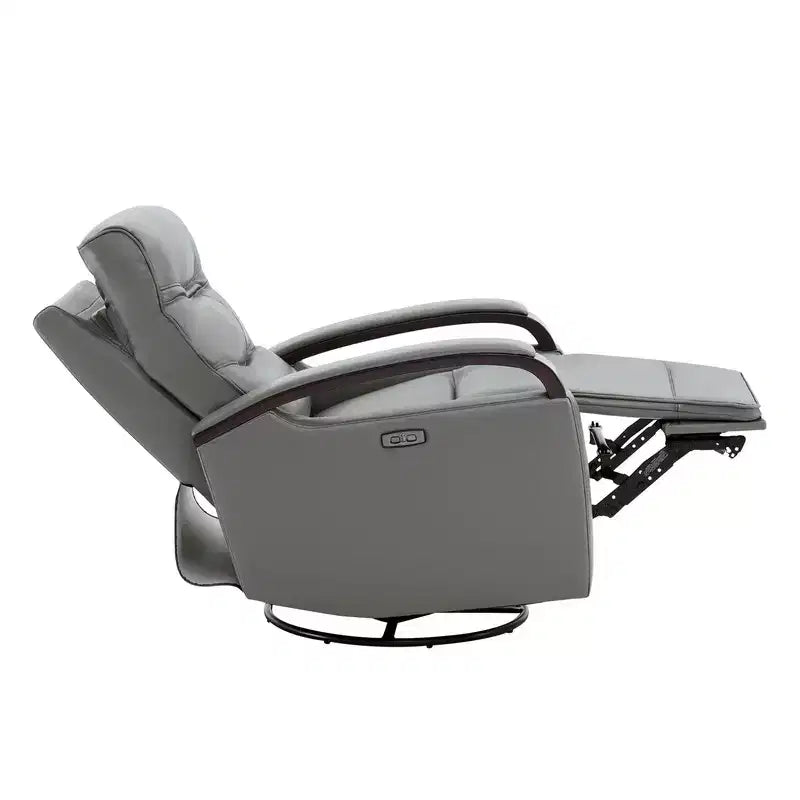 Poltrona reclinabile girevole con movimento a dondolo Spruce & Spring Leather Power con poggiatesta motorizzato