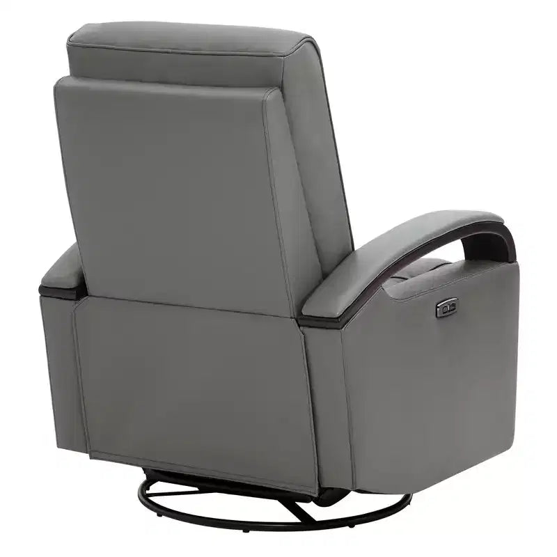 Poltrona reclinabile girevole con movimento a dondolo Spruce & Spring Leather Power con poggiatesta motorizzato