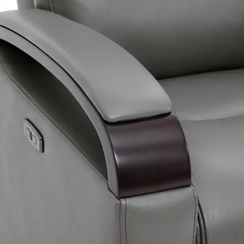 Poltrona reclinabile girevole con movimento a dondolo Spruce & Spring Leather Power con poggiatesta motorizzato