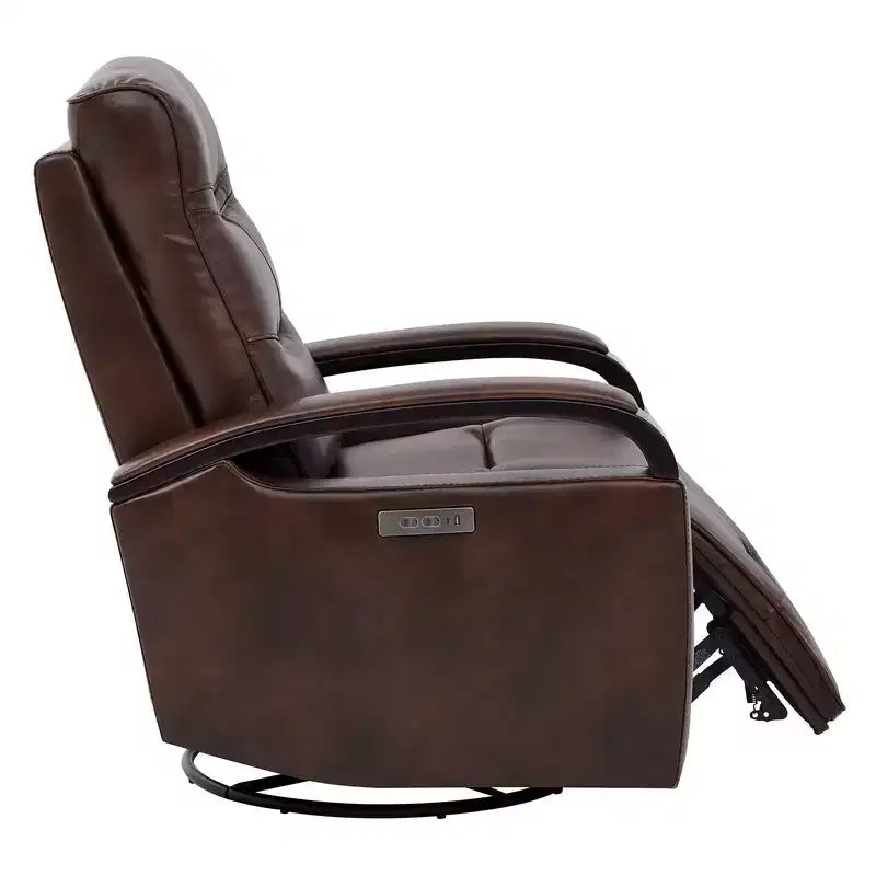 Poltrona reclinabile girevole con movimento a dondolo Spruce & Spring Leather Power con poggiatesta motorizzato