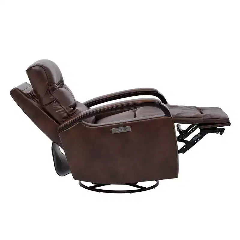 Poltrona reclinabile girevole con movimento a dondolo Spruce & Spring Leather Power con poggiatesta motorizzato