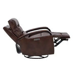 Poltrona reclinabile girevole con movimento a dondolo Spruce & Spring Leather Power con poggiatesta motorizzato
