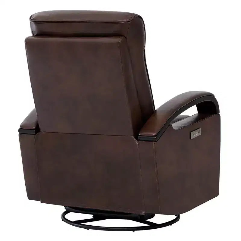 Poltrona reclinabile girevole con movimento a dondolo Spruce & Spring Leather Power con poggiatesta motorizzato