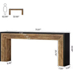 Tavolo Consolle Stretto in Legno Lantine da 180 cm, Tavolino da Divano Dietro al Divano per Soggiorno, Ingresso, Corridoio, Nero + Marrone