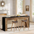 Tavolo Consolle Stretto in Legno Lantine da 180 cm, Tavolino da Divano Dietro al Divano per Soggiorno, Ingresso, Corridoio, Nero + Marrone