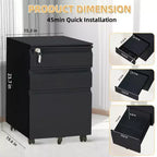Cassettiera Mobile TROPOW a 3 Cassetti - Organizer Sottoscrivania per Casa/Ufficio (da Assemblare, Adatta per Fogli Letter/Legal/A4)