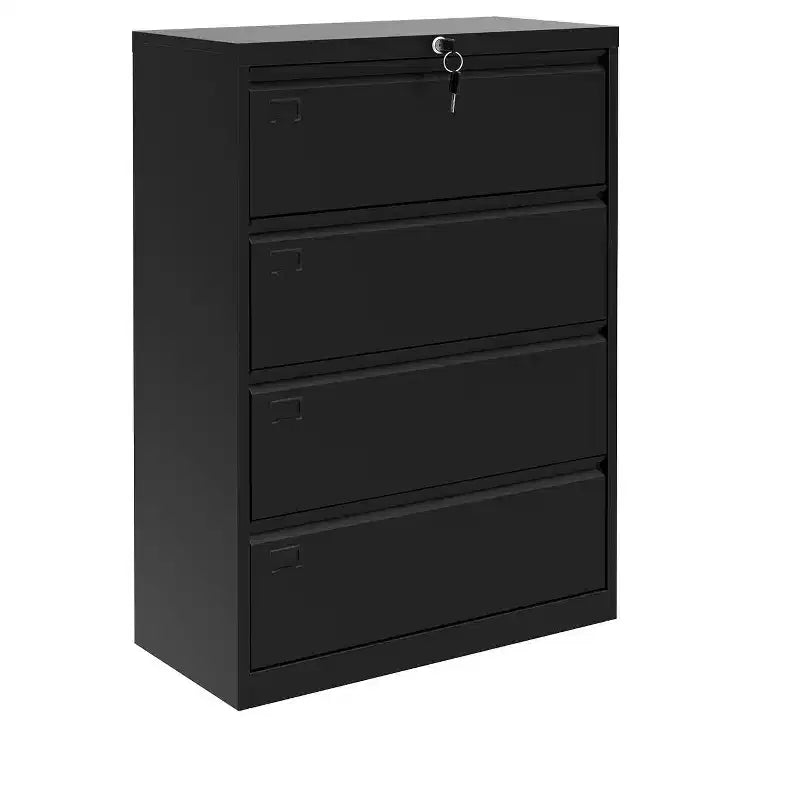 Classificatore laterale a 4 cassetti TROPOW – Armadietto in metallo resistente nero per documenti formato A4/legale (per uso domestico/ufficio)