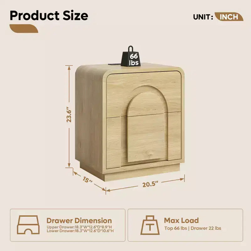 Comodini Bestier set da 2 con stazione di ricarica, Comodini moderni a LED con 2 cassetti, 2 tavolini da notte con contenitore per camera da letto e soggiorno