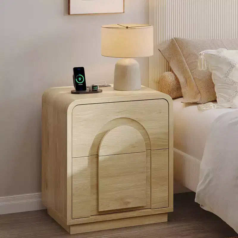 Comodini Bestier set da 2 con stazione di ricarica, Comodini moderni a LED con 2 cassetti, 2 tavolini da notte con contenitore per camera da letto e soggiorno