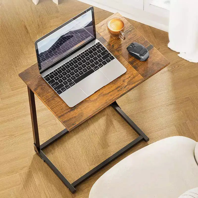 Tavolino laterale a C, confezione da 2, per divano, con struttura in metallo, tavolino da divano con superficie grande per soggiorno, camera da letto e ufficio domestico