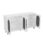 Okak Armadietto d'Accento Moderno, Credenza con Quattro Ante in Vetro, Mobile Contenitore per Cucina, Sala da Pranzo, Ingresso