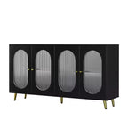 Okak Armadietto d'Accento Moderno, Credenza con Quattro Ante in Vetro, Mobile Contenitore per Cucina, Sala da Pranzo, Ingresso