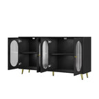 Okak Armadietto d'Accento Moderno, Credenza con Quattro Ante in Vetro, Mobile Contenitore per Cucina, Sala da Pranzo, Ingresso