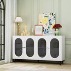 Okak Armadietto d'Accento Moderno, Credenza con Quattro Ante in Vetro, Mobile Contenitore per Cucina, Sala da Pranzo, Ingresso