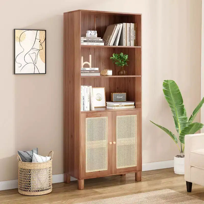 Okak Mobile Credenza Minimalista, Credenza a 2 Ante e 5 Ripiani, Mobile Contenitore per Soggiorno, Ingresso, Corridoio