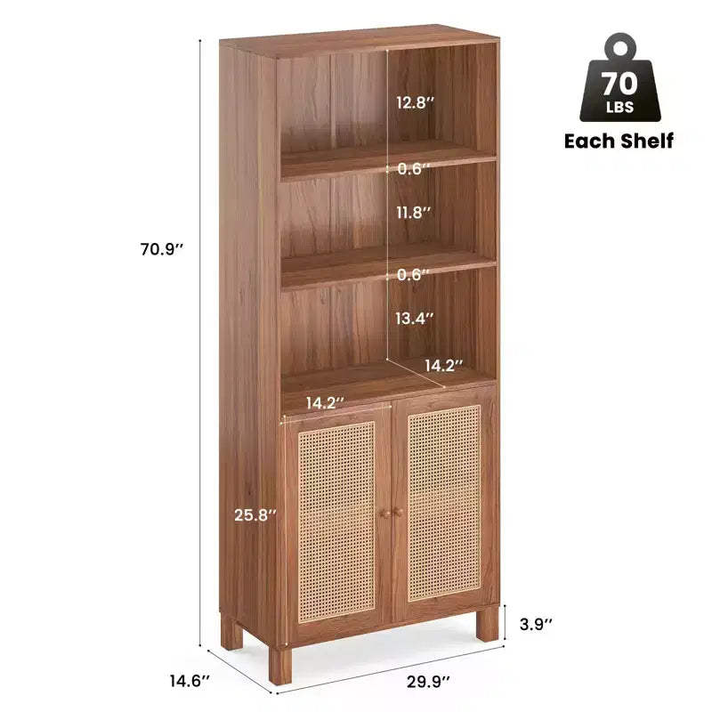 Okak Mobile Credenza Minimalista, Credenza a 2 Ante e 5 Ripiani, Mobile Contenitore per Soggiorno, Ingresso, Corridoio