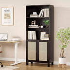 Okak Mobile Credenza Minimalista, Credenza a 2 Ante e 5 Ripiani, Mobile Contenitore per Soggiorno, Ingresso, Corridoio