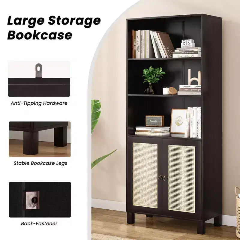Okak Mobile Credenza Minimalista, Credenza a 2 Ante e 5 Ripiani, Mobile Contenitore per Soggiorno, Ingresso, Corridoio